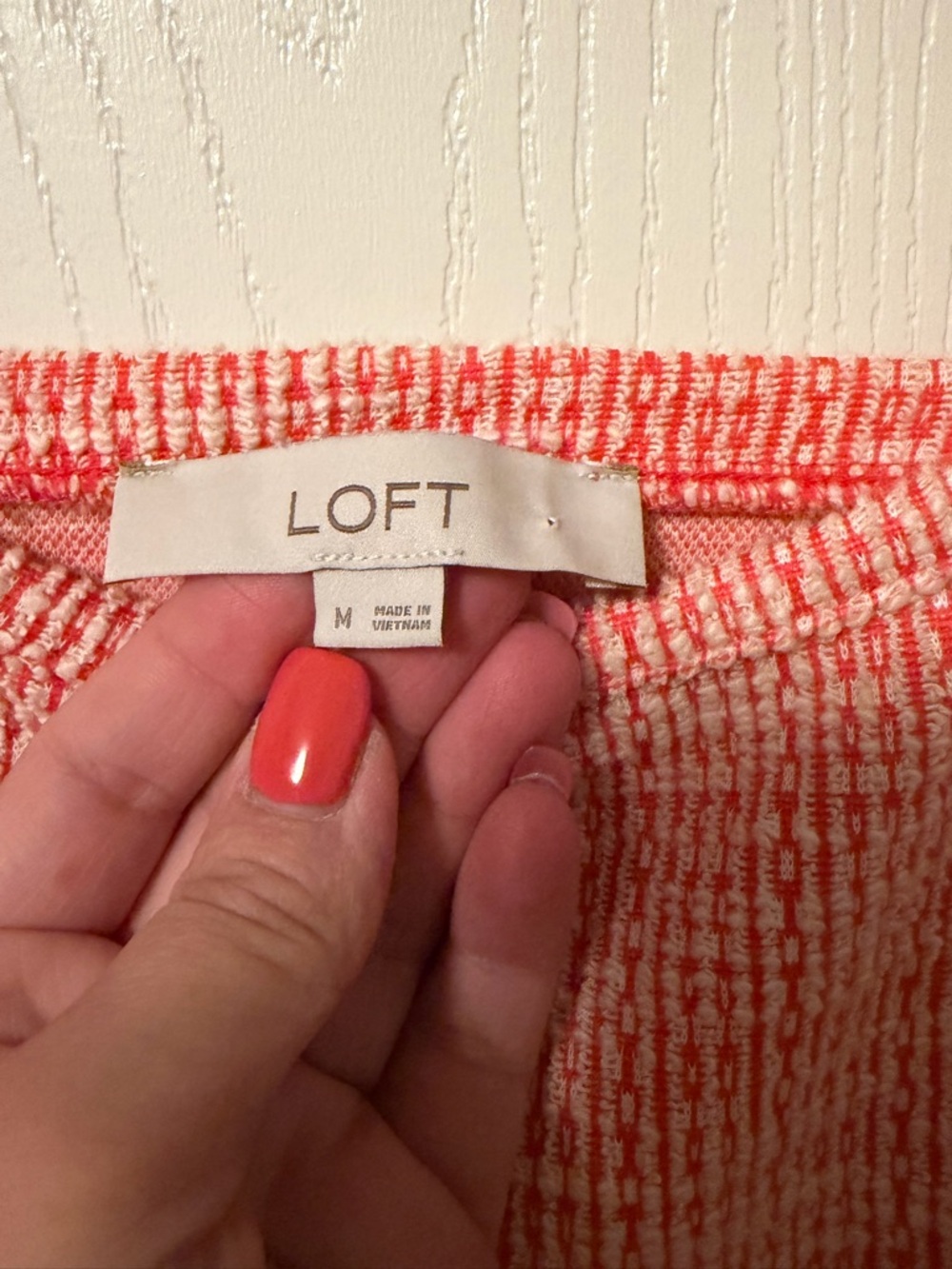LOFT Ikat Boucle Bubble Hem Cami Orange/White Size Medium - Picture 5 of 8